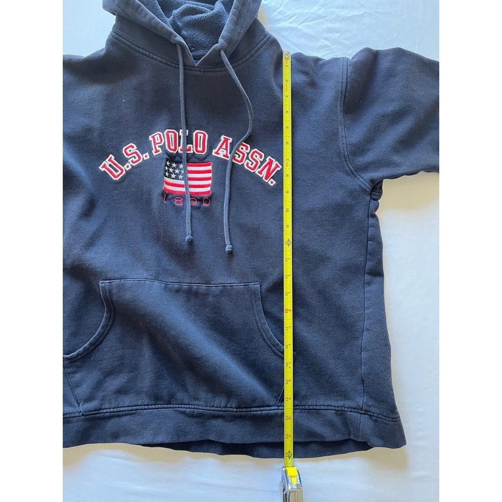 US Polo Assn Womens Navy Blue American Flag Embroidered Hoodie Sweatshirt Medium - Picture 3 of 5